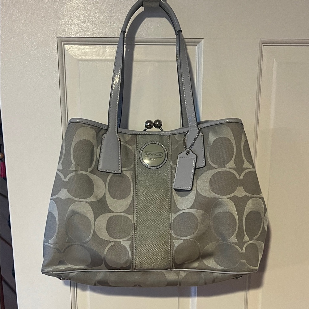 Coach Signature Logo Striped Handbag